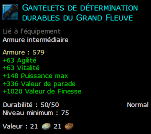 Gantelets de détermination durables du Grand Fleuve